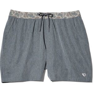 BURLEBO Men's USA Throwback Athletic Shorts Grizzly Gray Deer Camo Liner Large